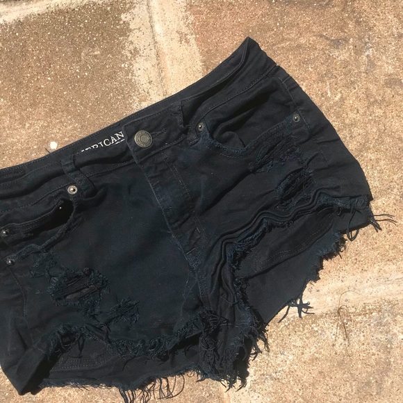 American Eagle Distressed Black Denim Shorts - 10 - Picture 2 of 7